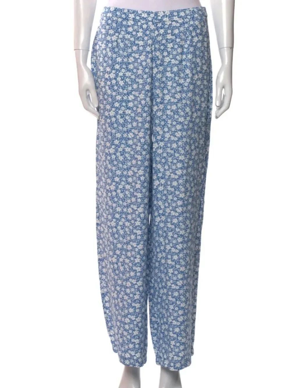 REFORMATION Blue Floral Wide-Leg Women's Pants SIZE 10